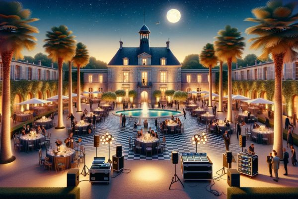 Sound System and Small Lighting Package Provided for Chateau Wedding in Gironde